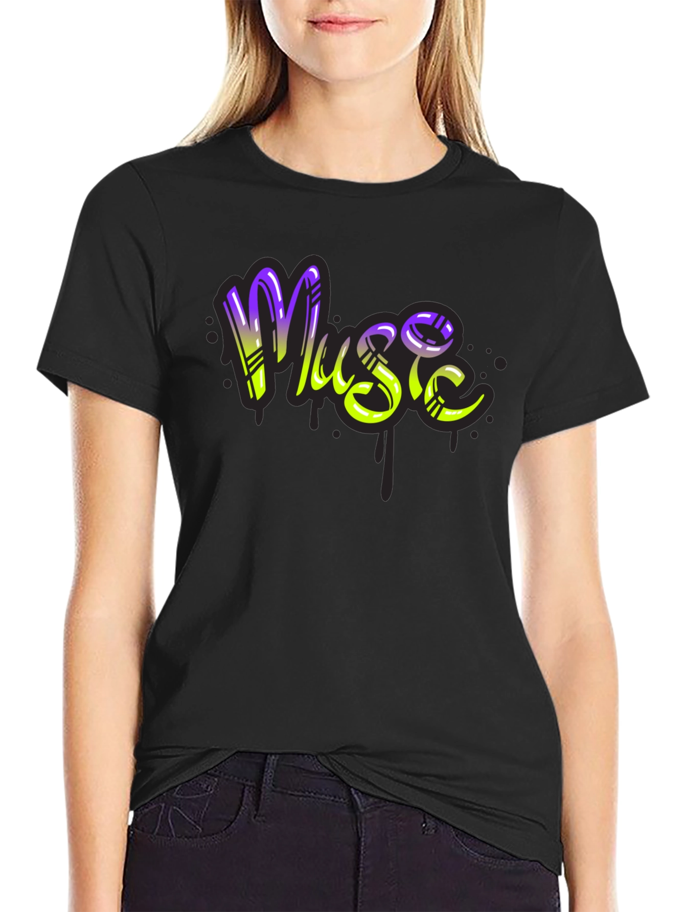 Music Graffiti T-Shirt - Black Cotton Blend