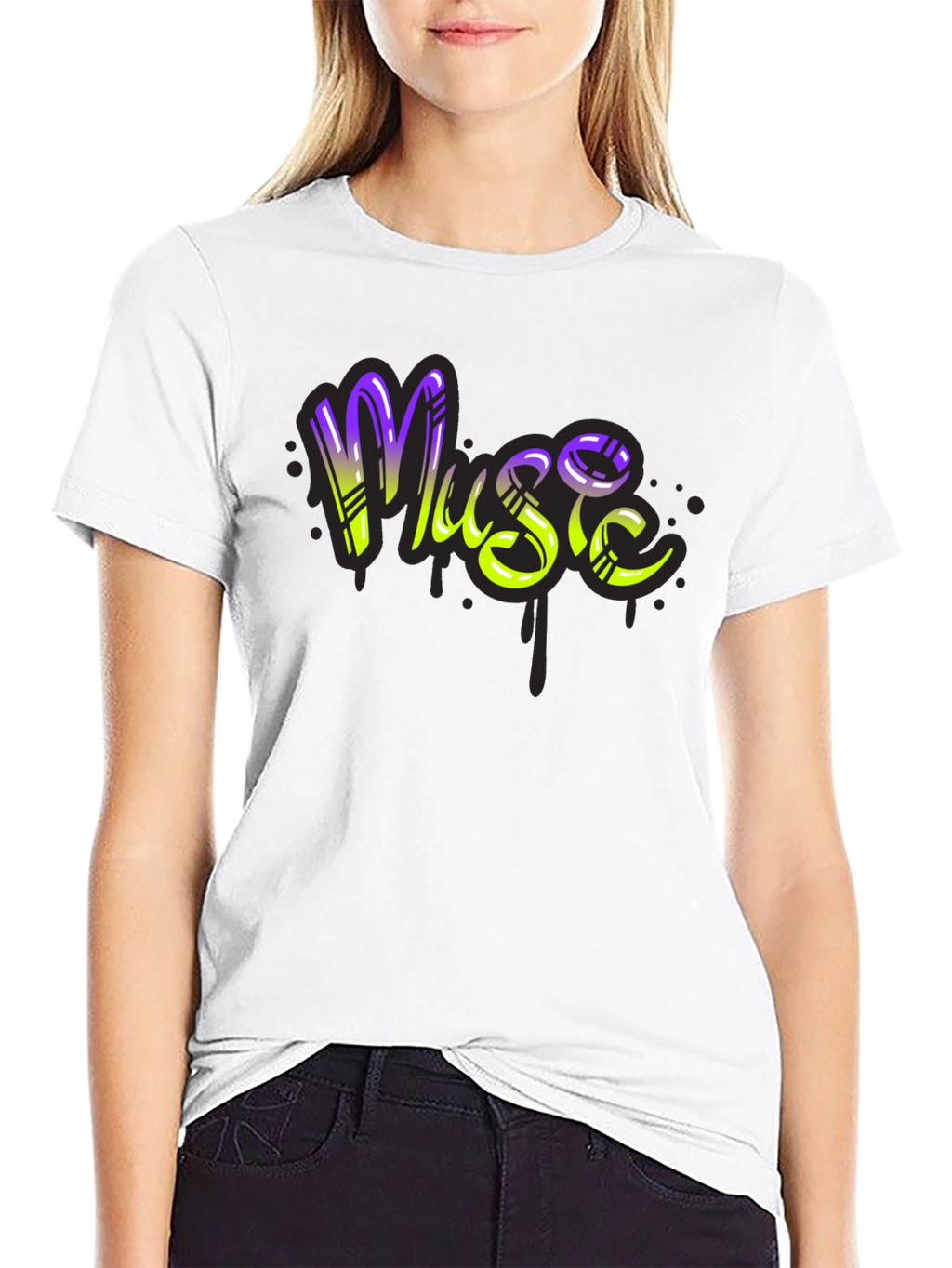 Music Graffiti T-Shirt - Black Cotton Blend