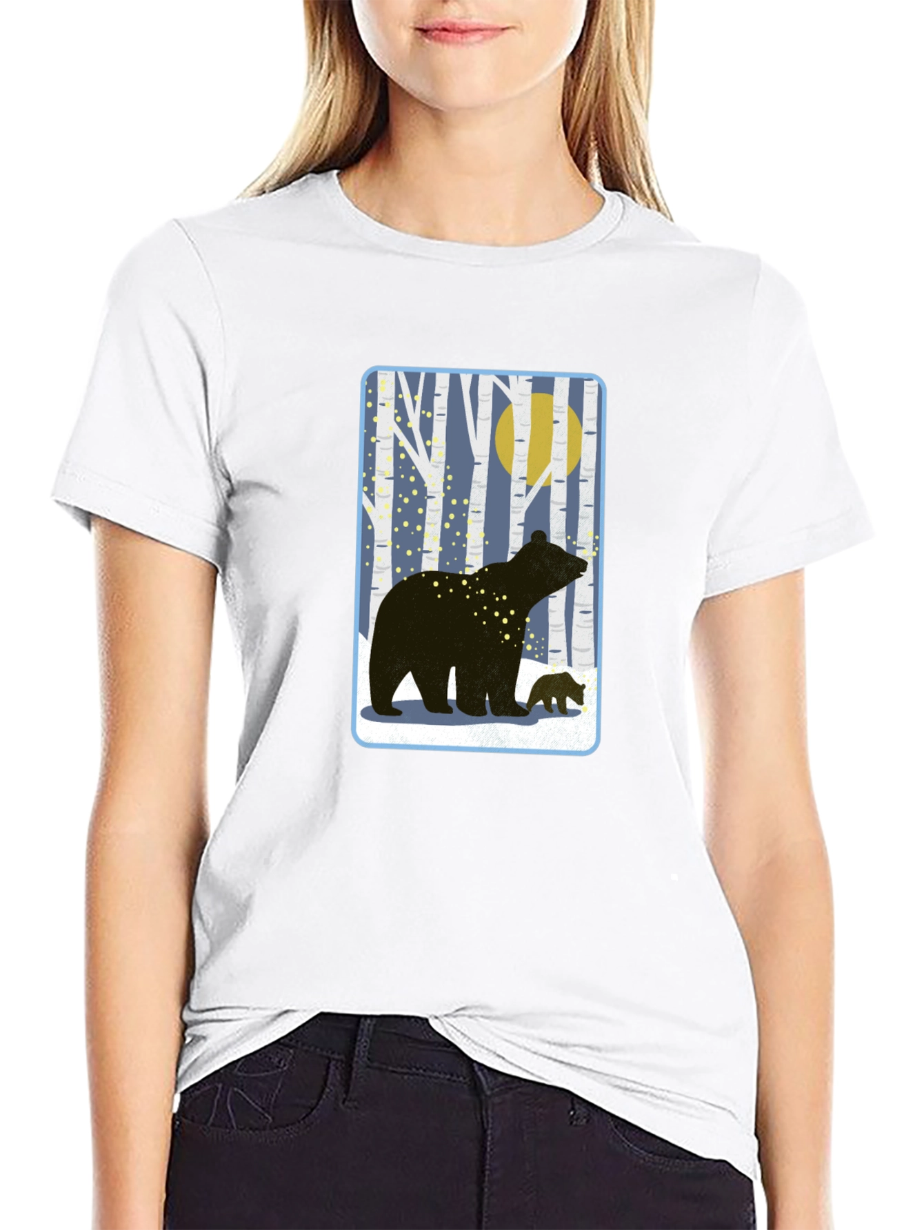 Bear Silhouette Graphic Tee - Black