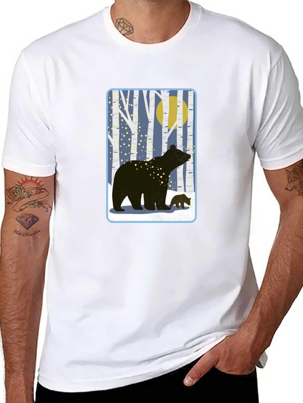 Bear Silhouette Graphic Tee - Black