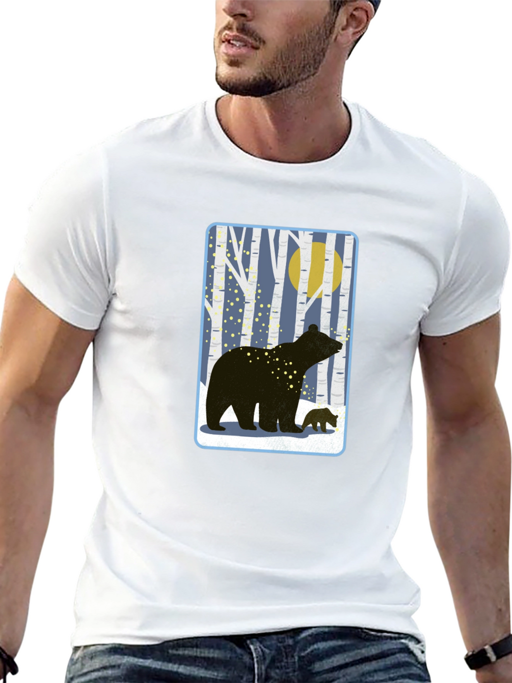 Bear Silhouette Graphic Tee - Black