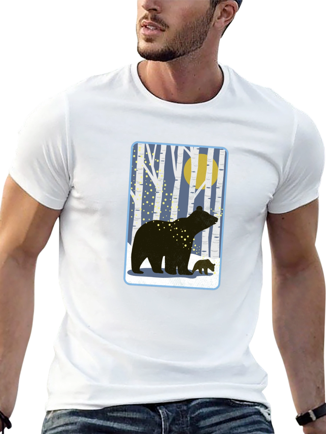 Bear Silhouette Graphic Tee - Black