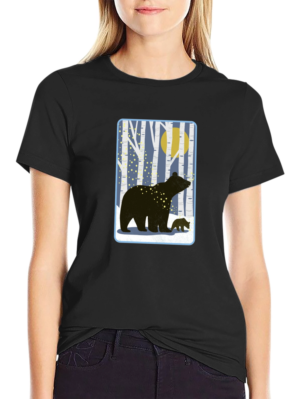 Bear Silhouette Graphic Tee - Black