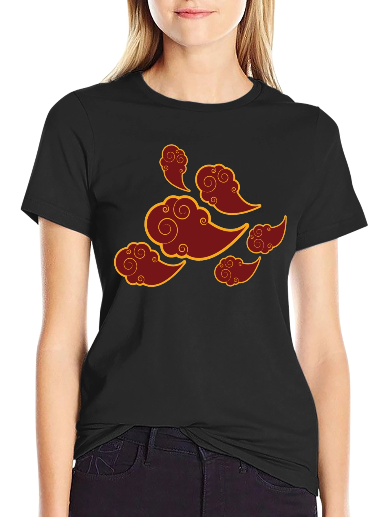 Asian Clouds Graphic Tee - Black