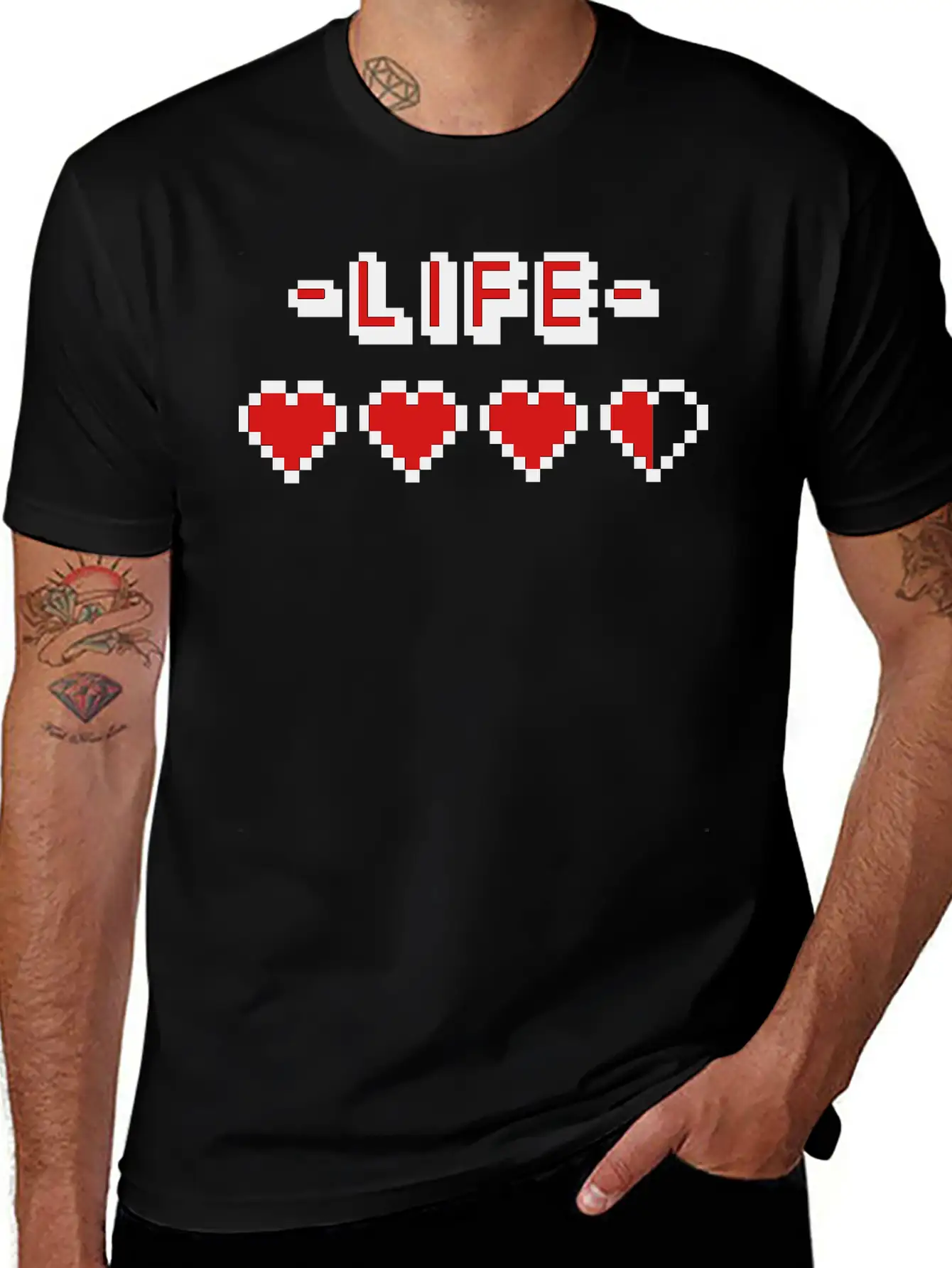 8-bit Gamer Lifebar Unisex Short Sleeve Soft Cotton T-Shirt – Casual Everyday Wear