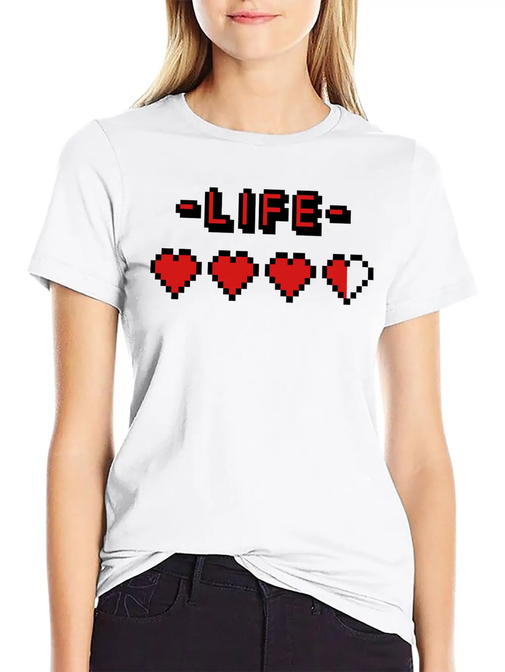 8-bit Gamer Lifebar Unisex Short Sleeve Soft Cotton T-Shirt – Casual Everyday Wear