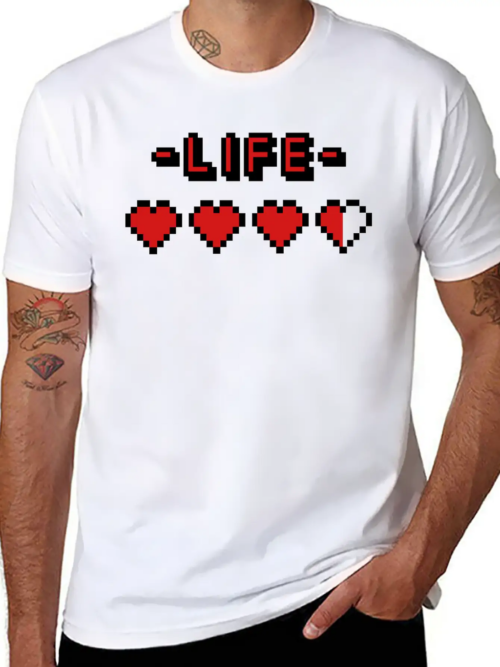 8-bit Gamer Lifebar Unisex Short Sleeve Soft Cotton T-Shirt – Casual Everyday Wear