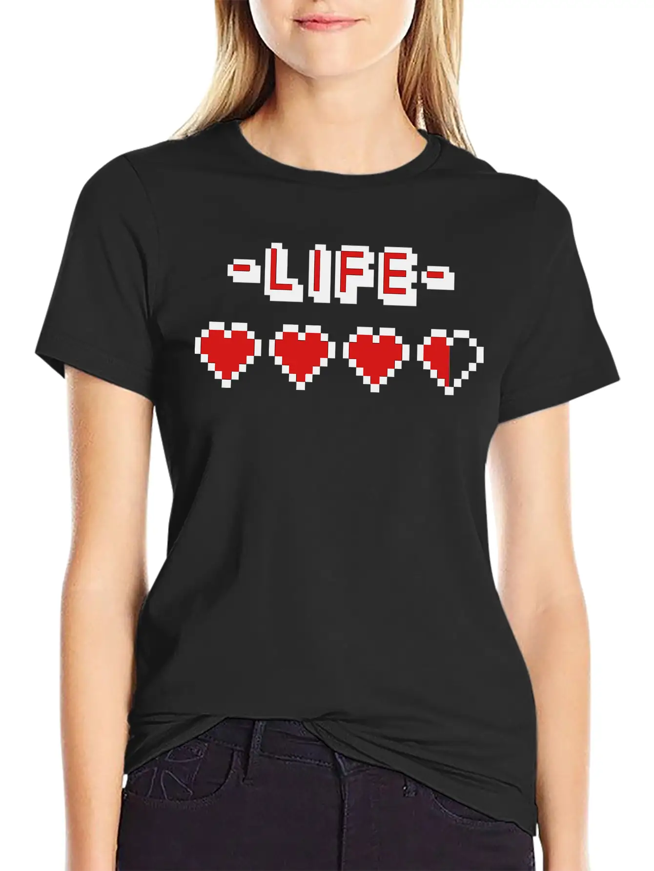 8-bit Gamer Lifebar Unisex Short Sleeve Soft Cotton T-Shirt – Casual Everyday Wear