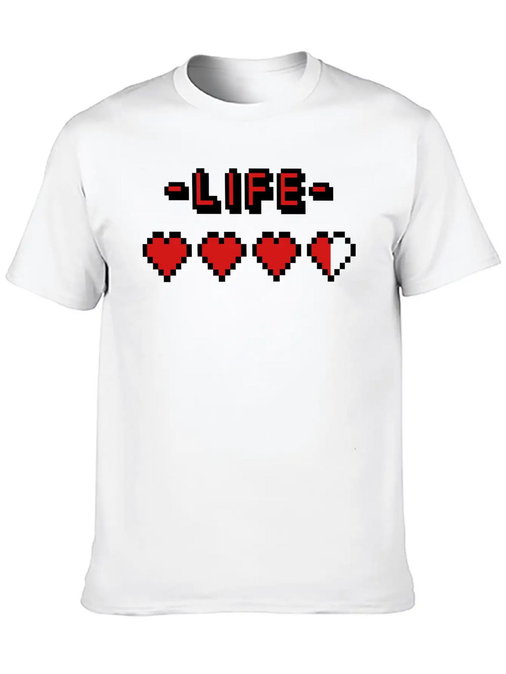 8-bit Gamer Lifebar Unisex Short Sleeve Soft Cotton T-Shirt – Casual Everyday Wear