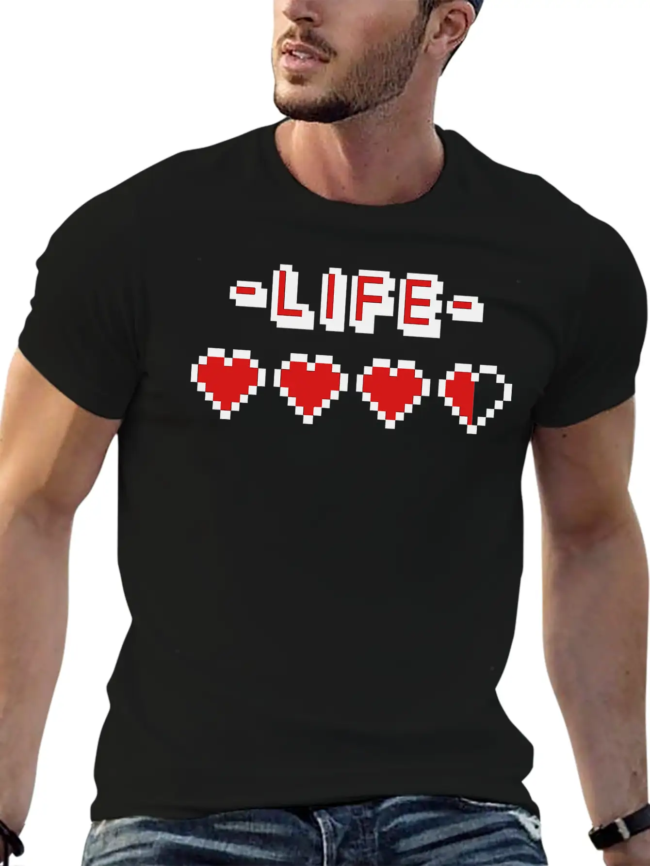8-bit Gamer Lifebar Unisex Short Sleeve Soft Cotton T-Shirt – Casual Everyday Wear