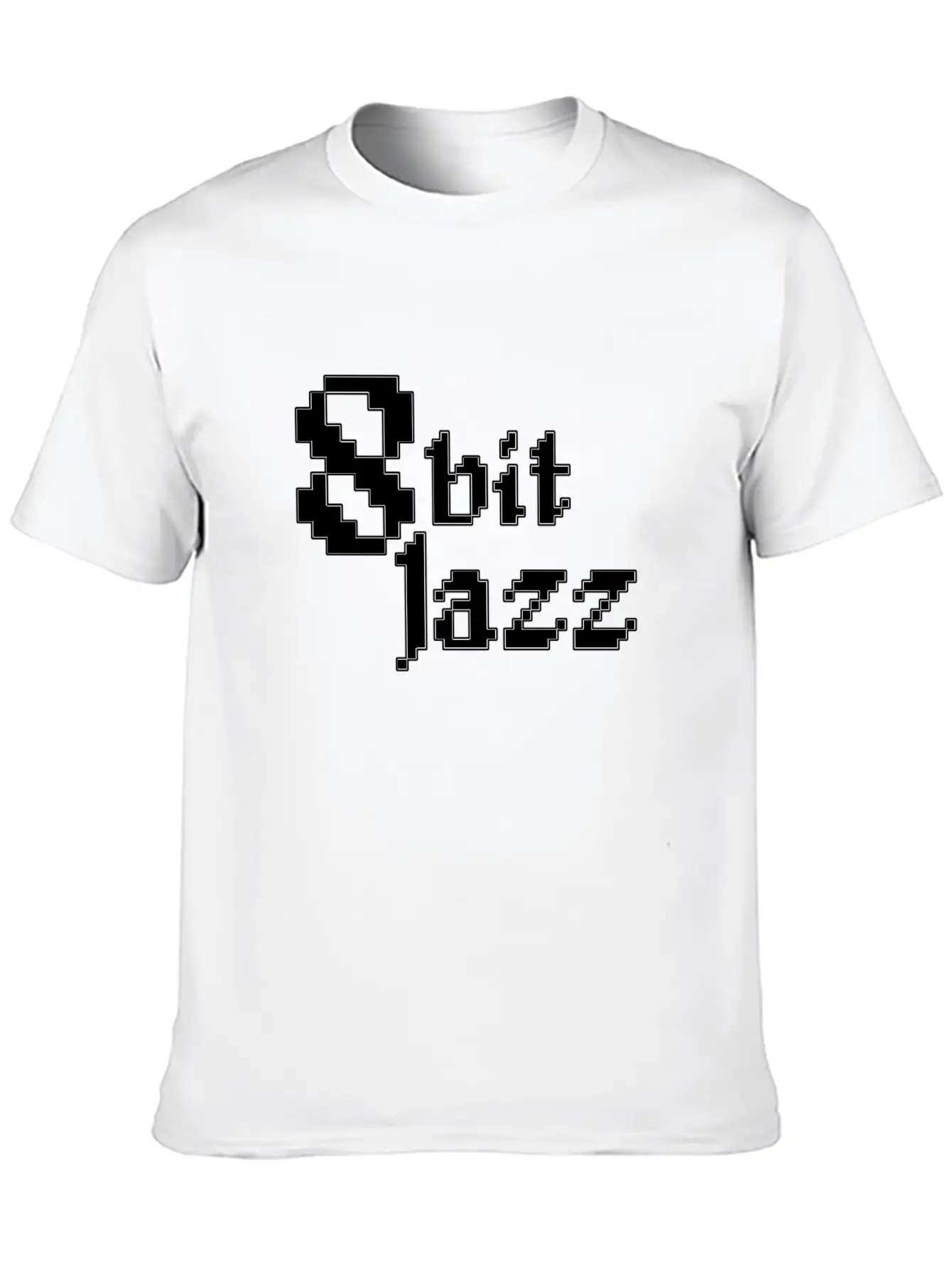 8 Bit Jazz Logo - White Stylish Everyday T-Shirt – Unisex Basic Cotton Tee