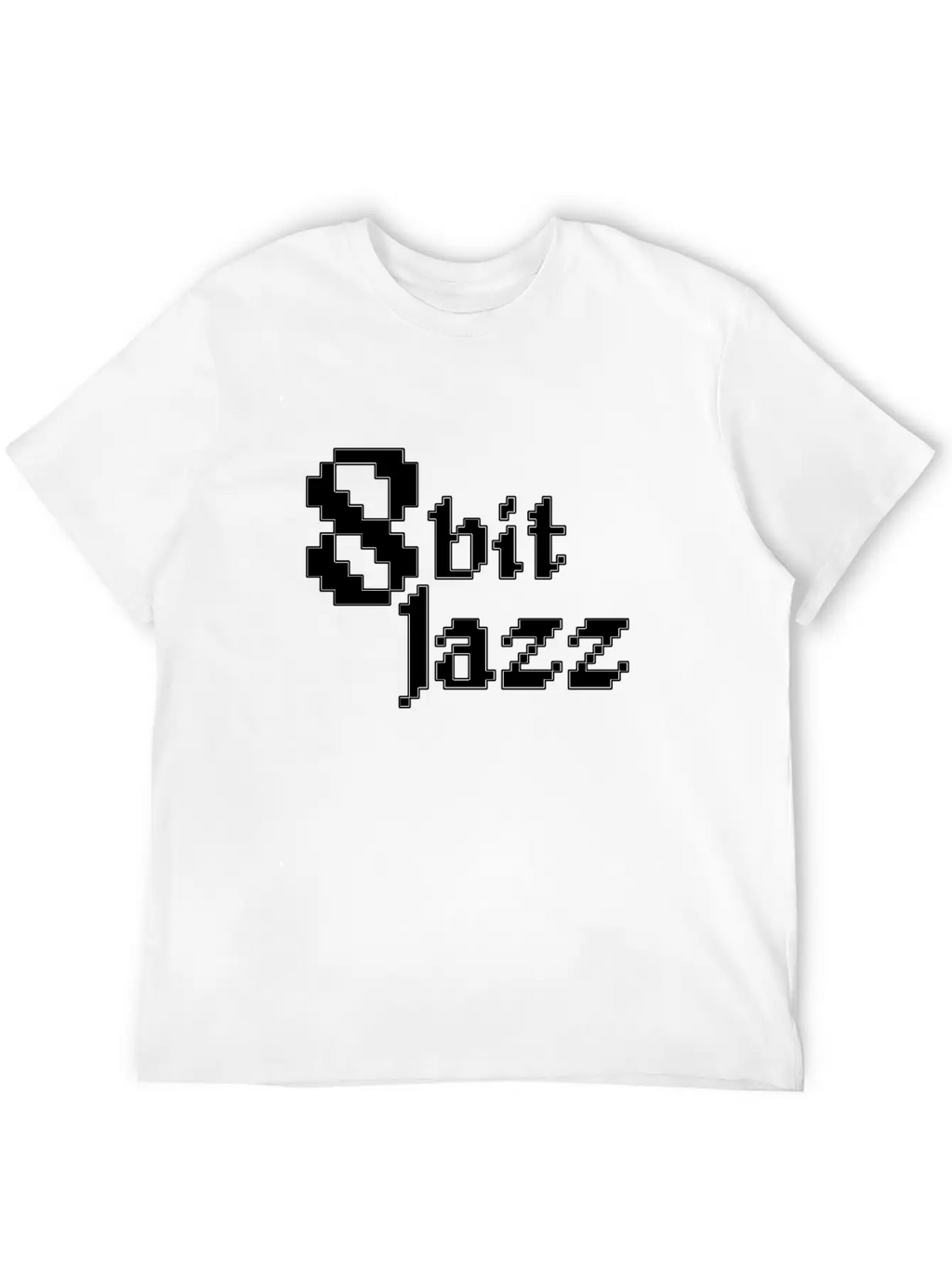 8 Bit Jazz Logo - White Stylish Everyday T-Shirt – Unisex Basic Cotton Tee