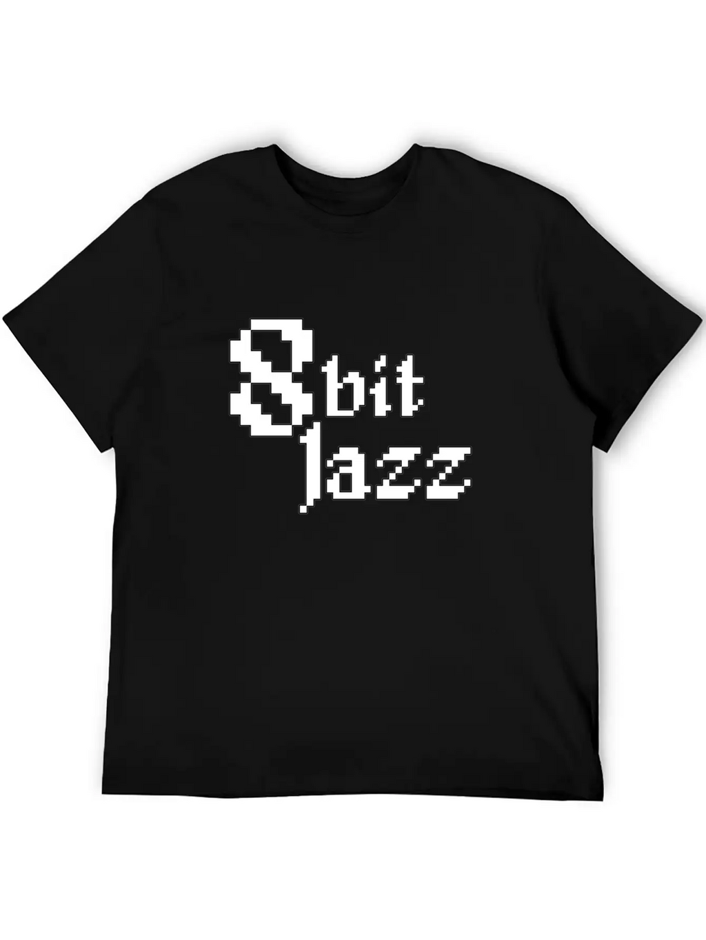 8 Bit Jazz Logo - White Stylish Everyday T-Shirt – Unisex Basic Cotton Tee