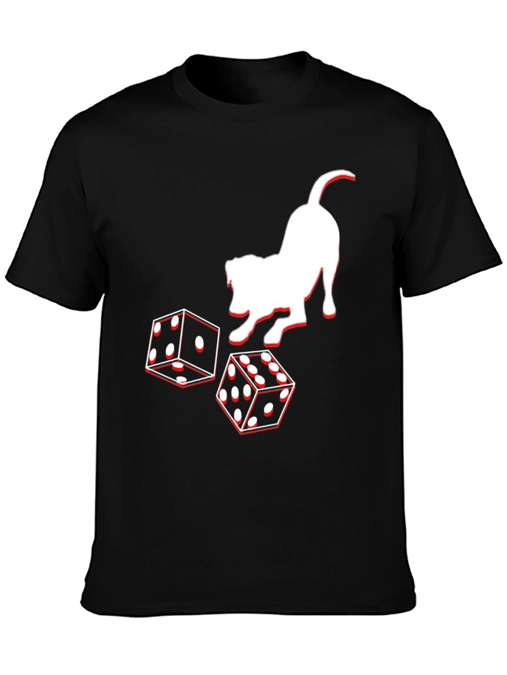 Dog and Dice Graphic Tee - Black Casual T-Shirt