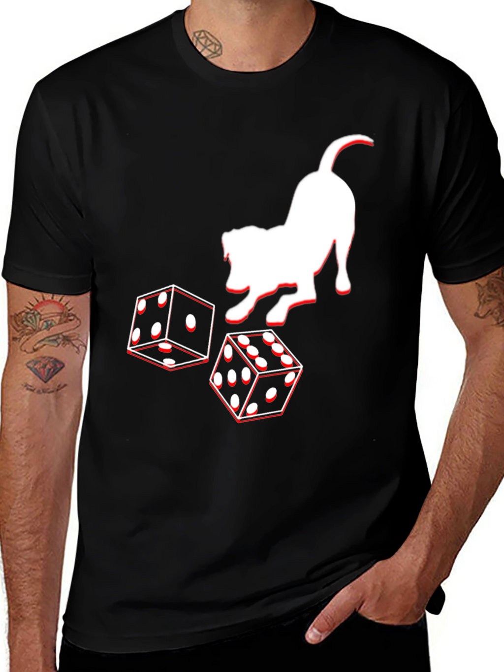 Dog and Dice Graphic Tee - Black Casual T-Shirt