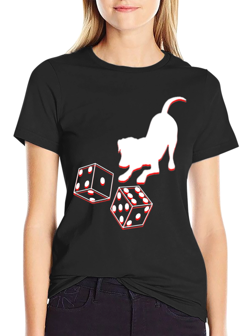 Dog and Dice Graphic Tee - Black Casual T-Shirt