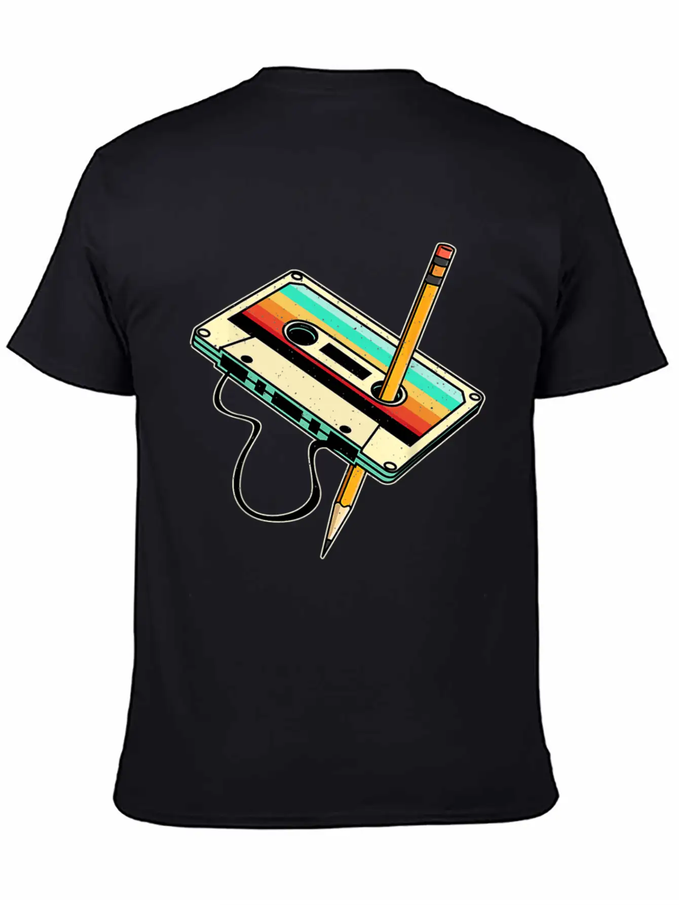 80s Cassette Tape Pencil 1980s Retro Vintage Classic Fit Graphic Tee For Daily Comfort – Unisex Cotton Shirt