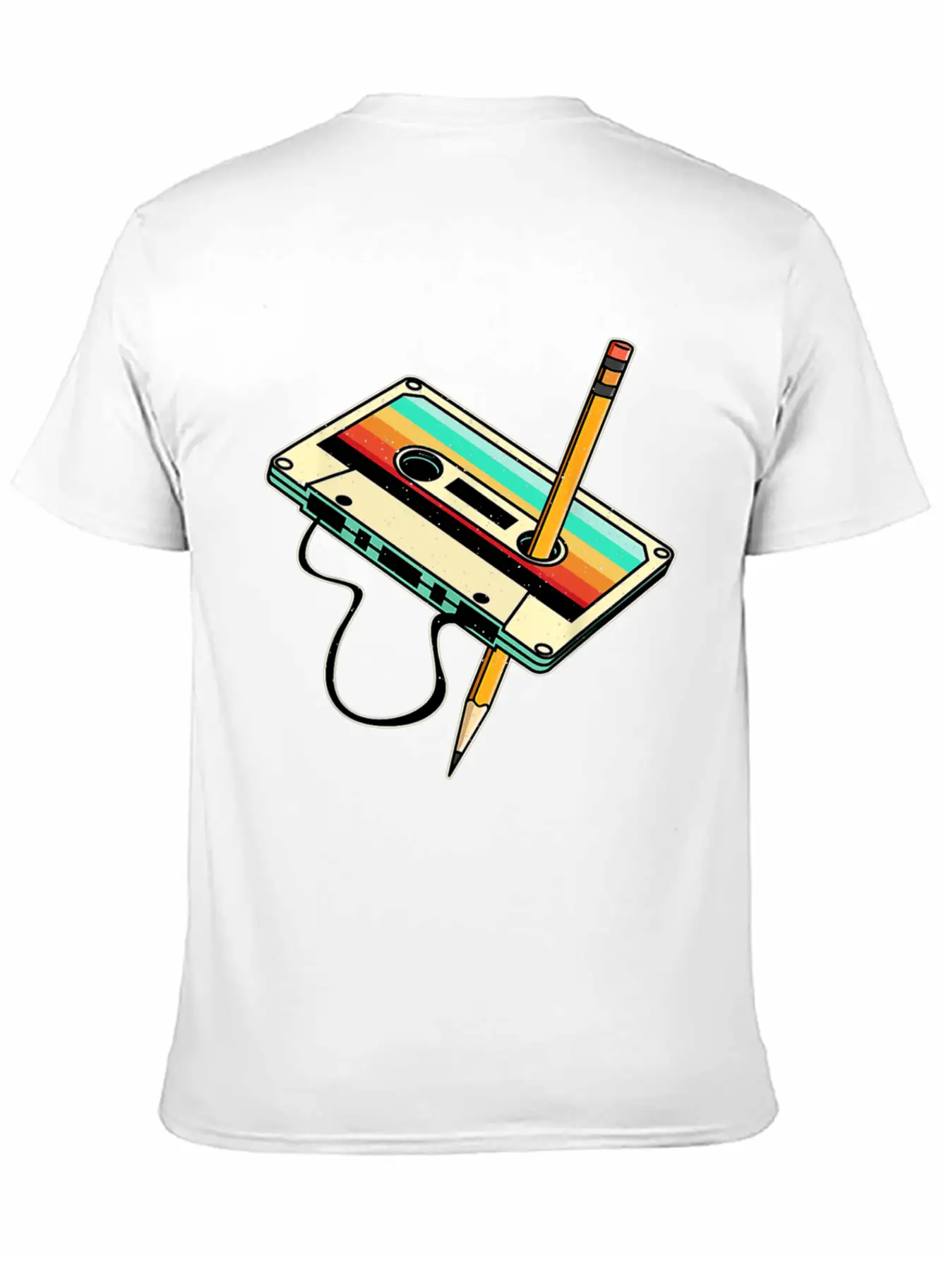 80s Cassette Tape Pencil 1980s Retro Vintage Classic Fit Graphic Tee For Daily Comfort – Unisex Cotton Shirt