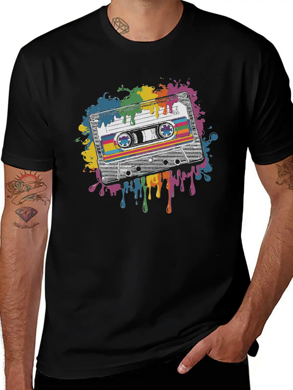 80s Retro Cassette Splash Classic Cassette Tape Unisex Casual T-Shirt – Clean Design For Daily Comfort