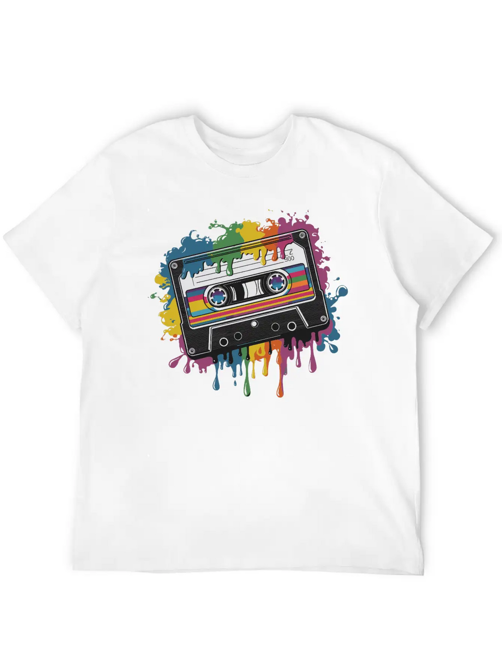 80s Retro Cassette Splash Classic Cassette Tape Unisex Casual T-Shirt – Clean Design For Daily Comfort