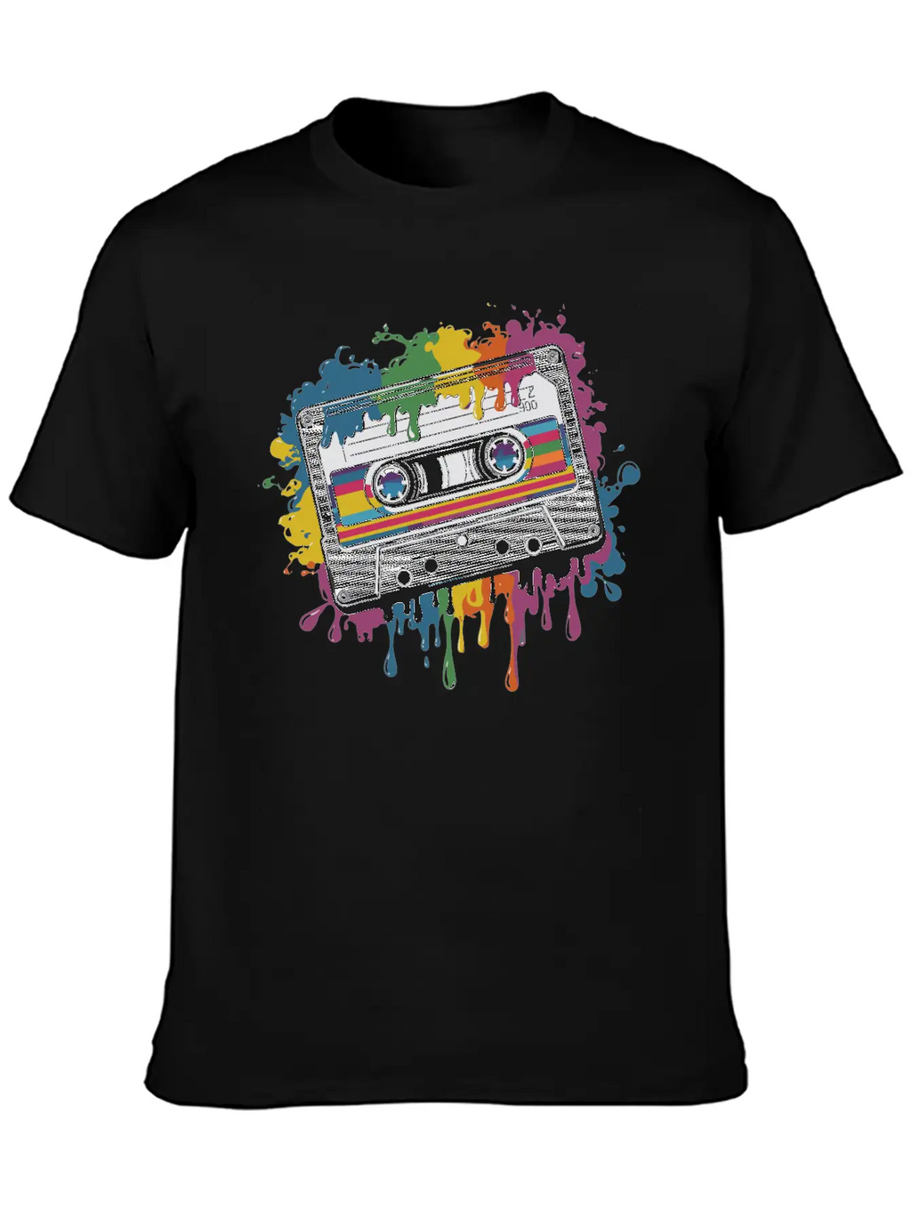 80s Retro Cassette Splash Classic Cassette Tape Unisex Casual T-Shirt – Clean Design For Daily Comfort