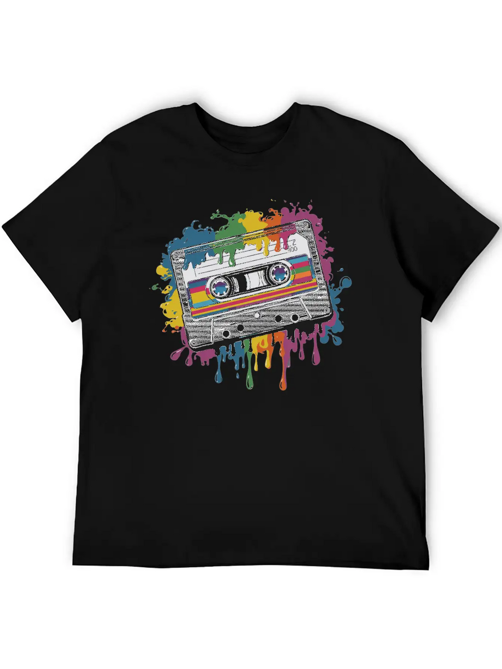 80s Retro Cassette Splash Classic Cassette Tape Unisex Casual T-Shirt – Clean Design For Daily Comfort
