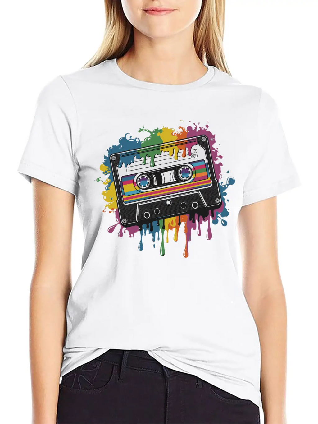80s Retro Cassette Splash Classic Cassette Tape Unisex Casual T-Shirt – Clean Design For Daily Comfort