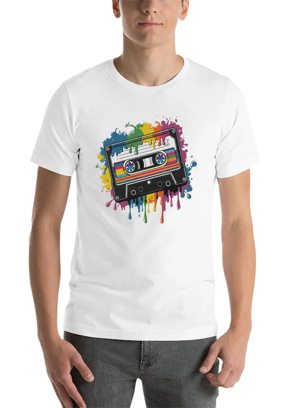 80s Retro Cassette Splash Classic Cassette Tape Unisex Casual T-Shirt – Clean Design For Daily Comfort