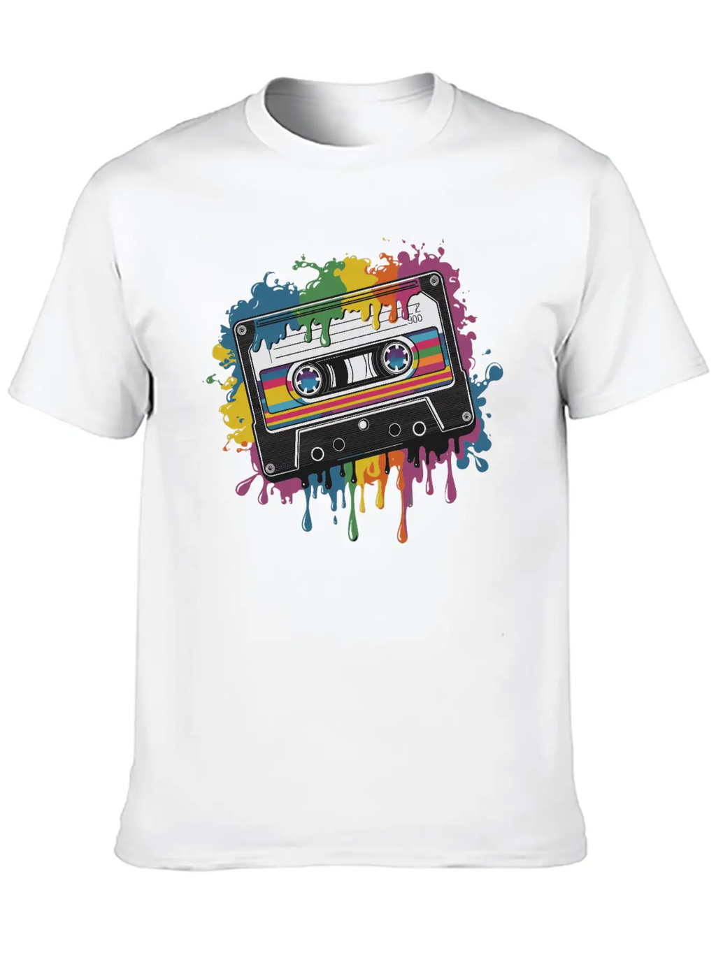 80s Retro Cassette Splash Classic Cassette Tape Unisex Casual T-Shirt – Clean Design For Daily Comfort