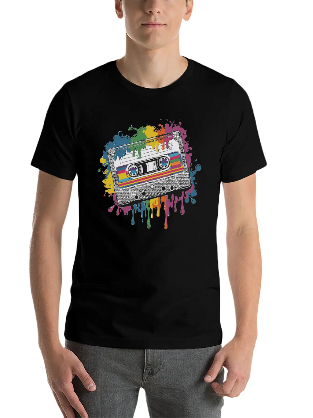 80s Retro Cassette Splash Classic Cassette Tape Unisex Casual T-Shirt – Clean Design For Daily Comfort