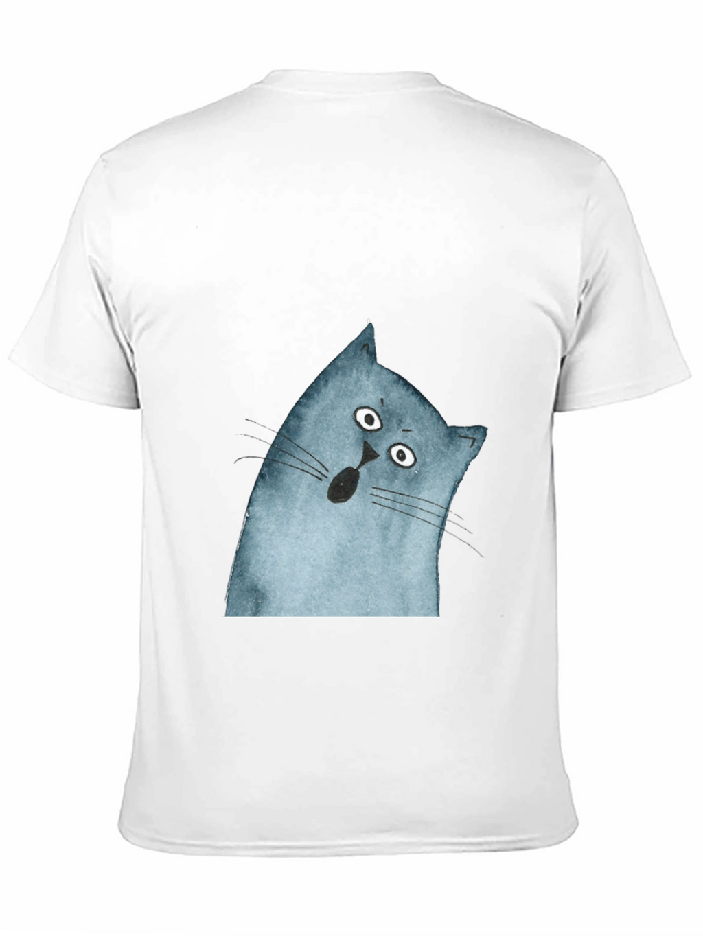 Surprised Cat Graphic Tee - Black Cotton Casual Top