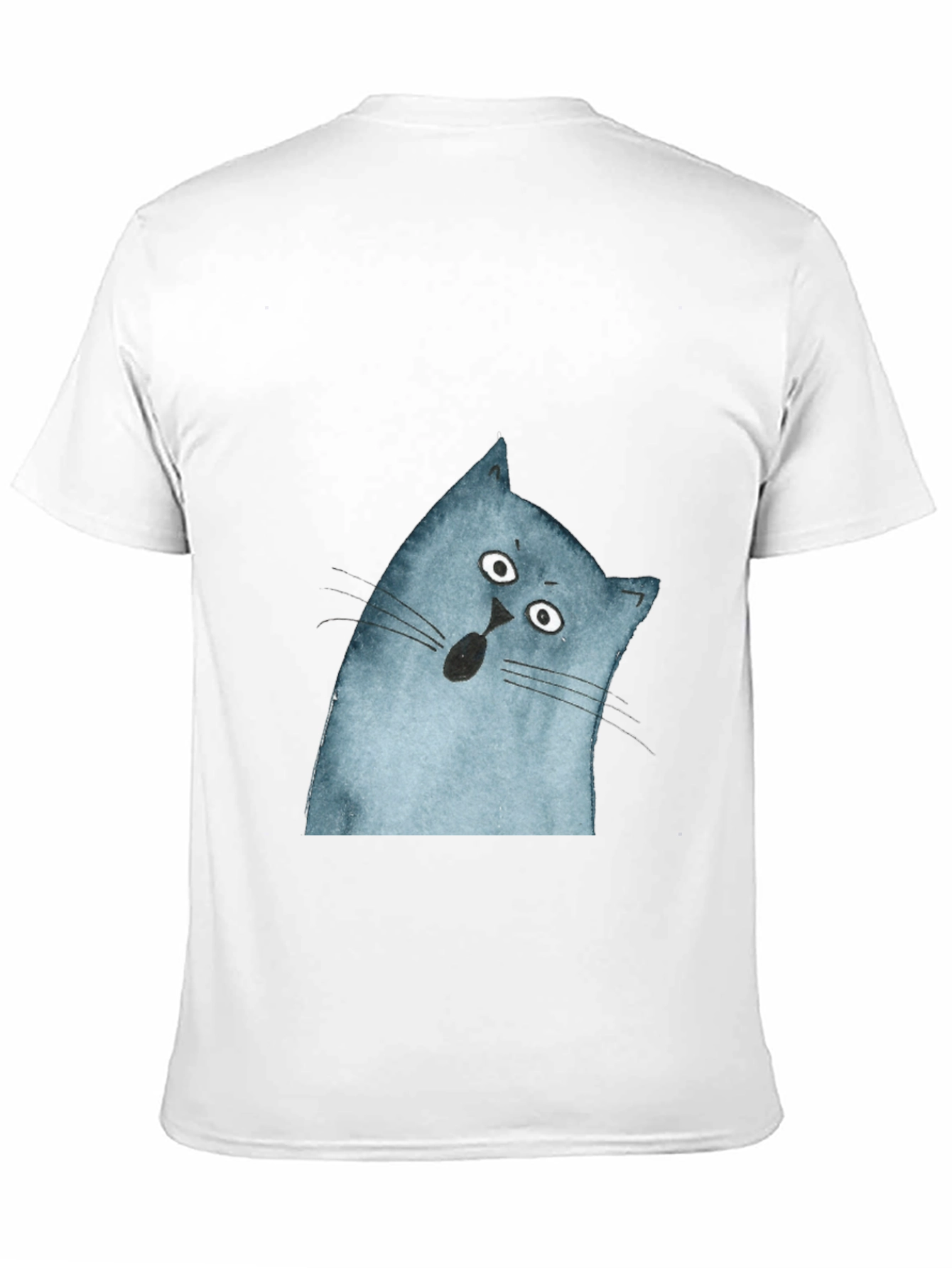 Surprised Cat Graphic Tee - Black Cotton Casual Top