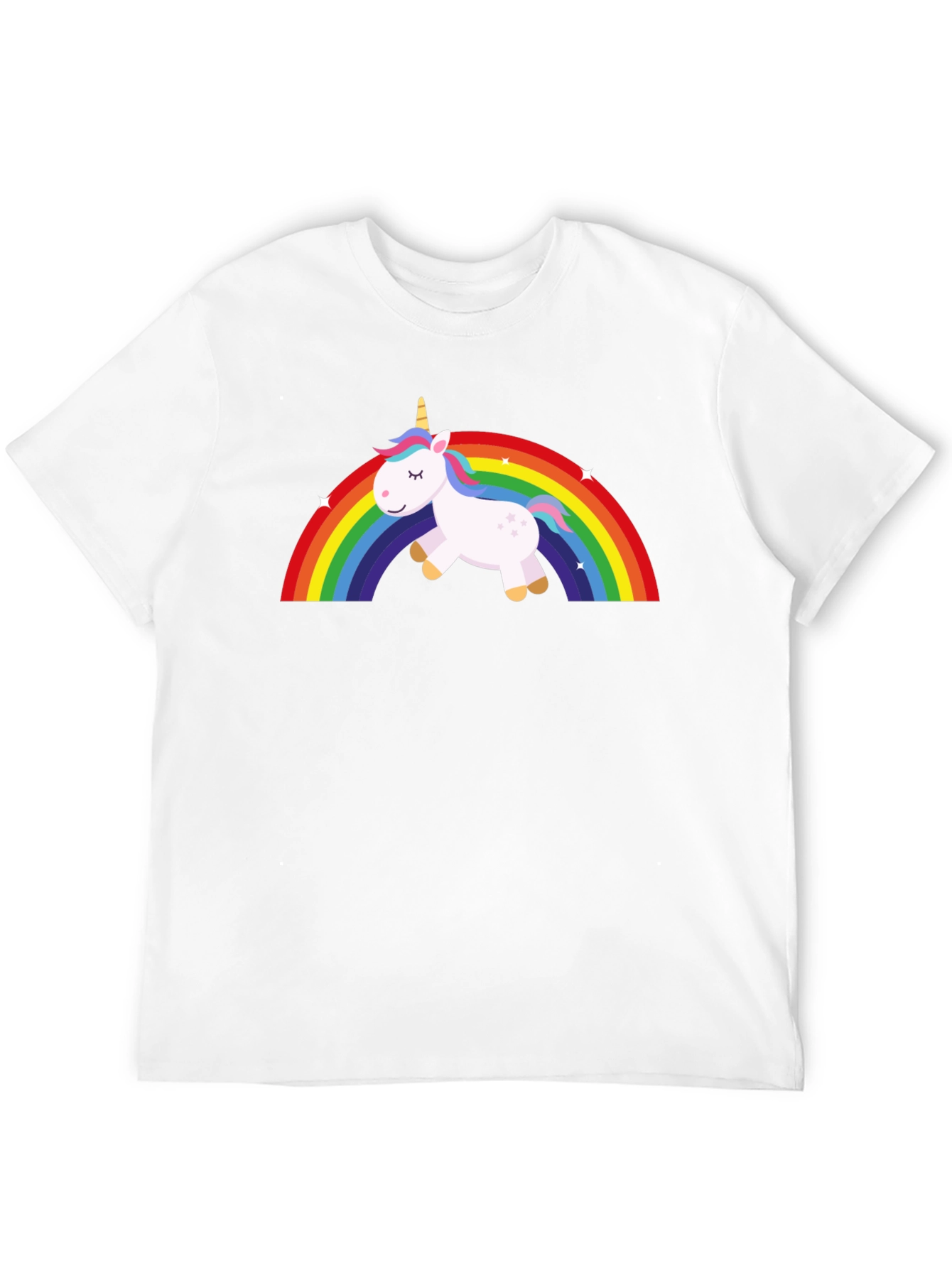 Unicorn Rainbow Graphic Tee - Black Cotton T-Shirt