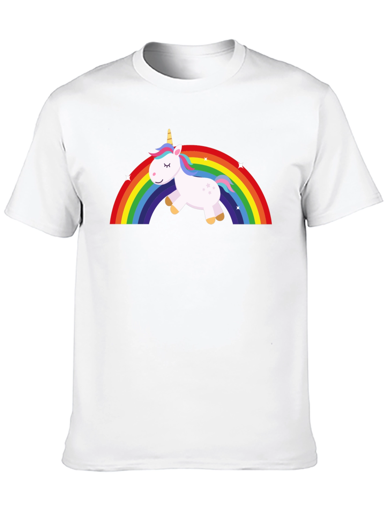 Unicorn Rainbow Graphic Tee - Black Cotton T-Shirt