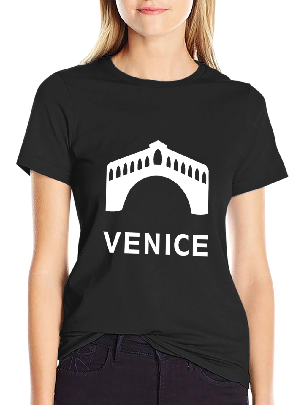Venice Bridge Graphic Tee - Black Unisex T-Shirt