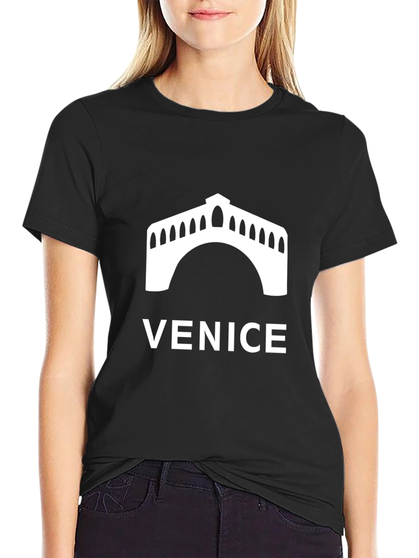 Venice Bridge Graphic Tee - Black Unisex T-Shirt