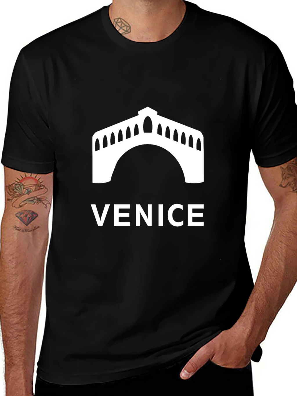 Venice Bridge Graphic Tee - Black Unisex T-Shirt