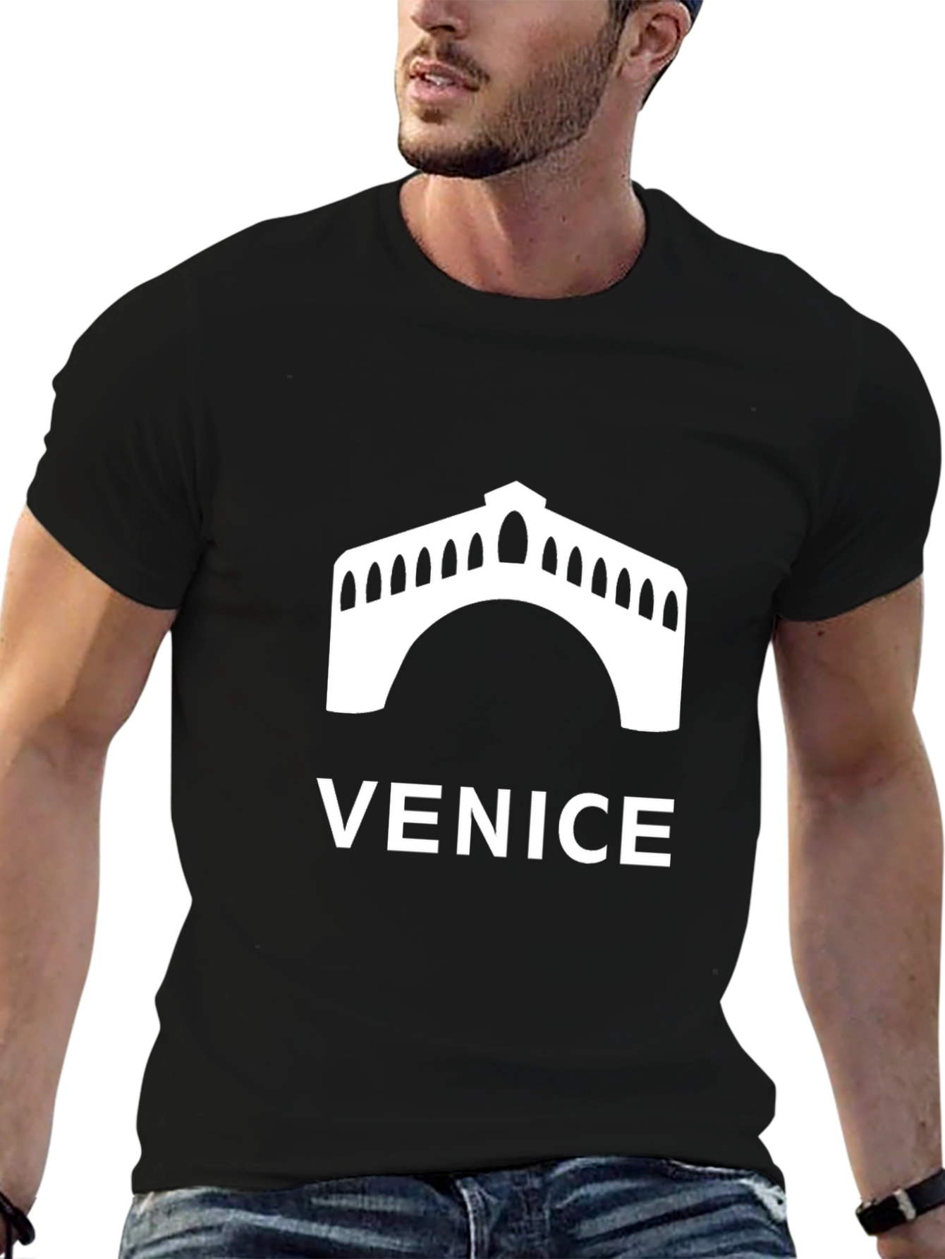 Venice Bridge Graphic Tee - Black Unisex T-Shirt