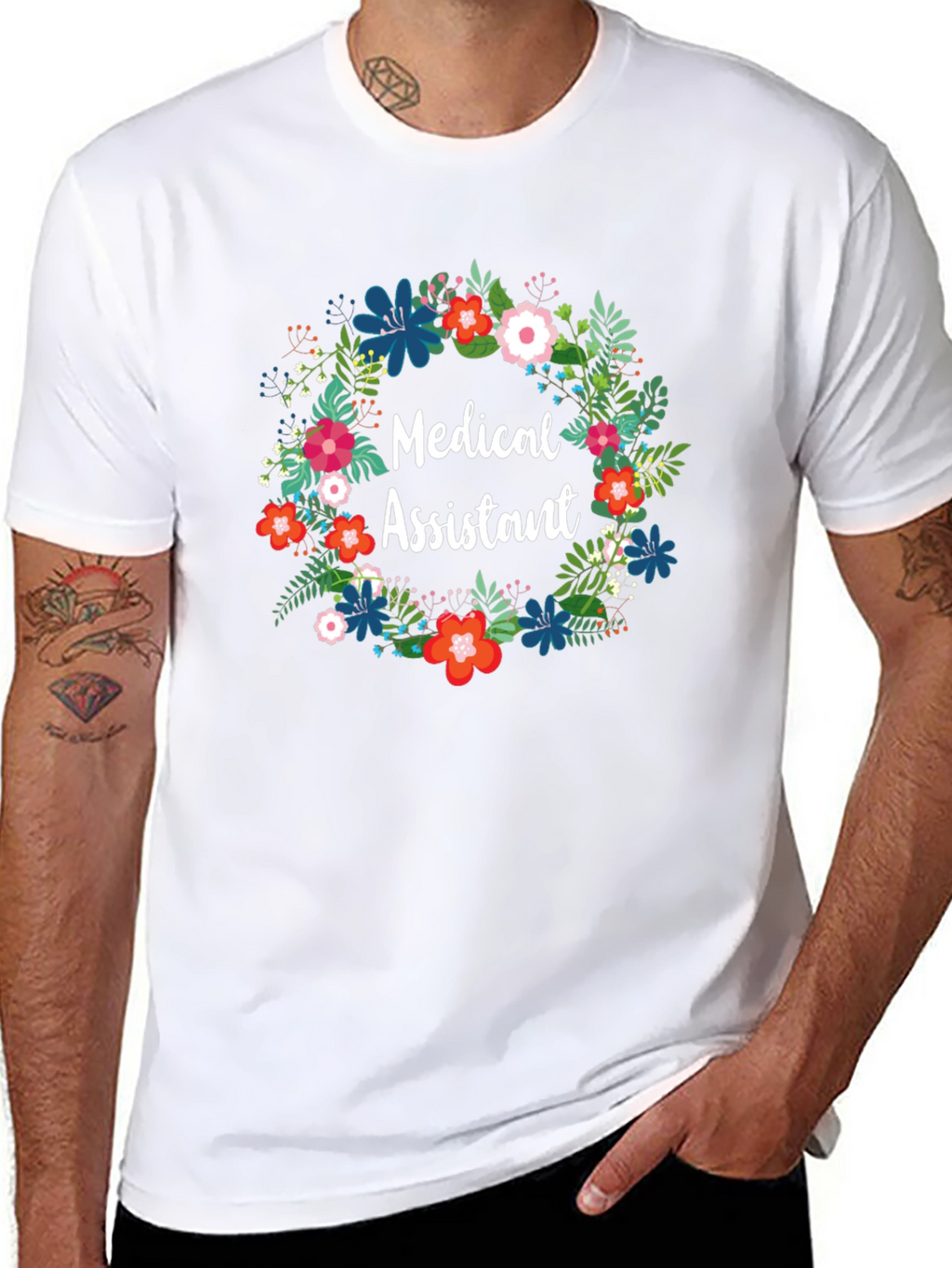 Medical Assistant Floral Wreath T-Shirt