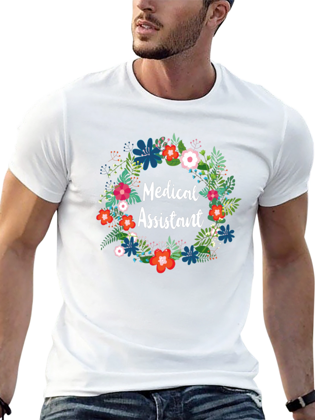 Medical Assistant Floral Wreath T-Shirt