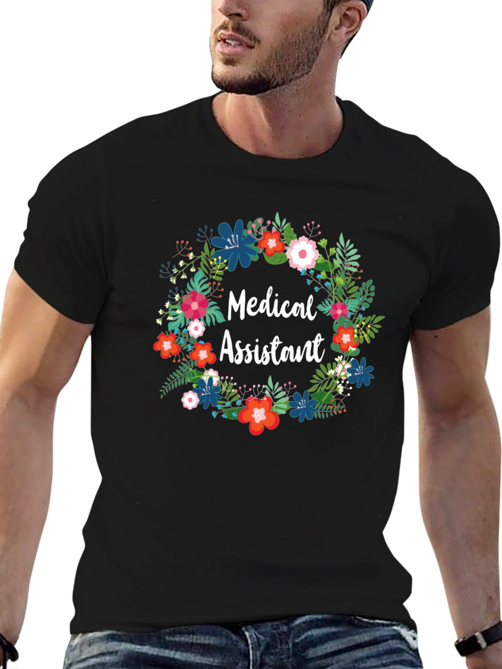 Medical Assistant Floral Wreath T-Shirt