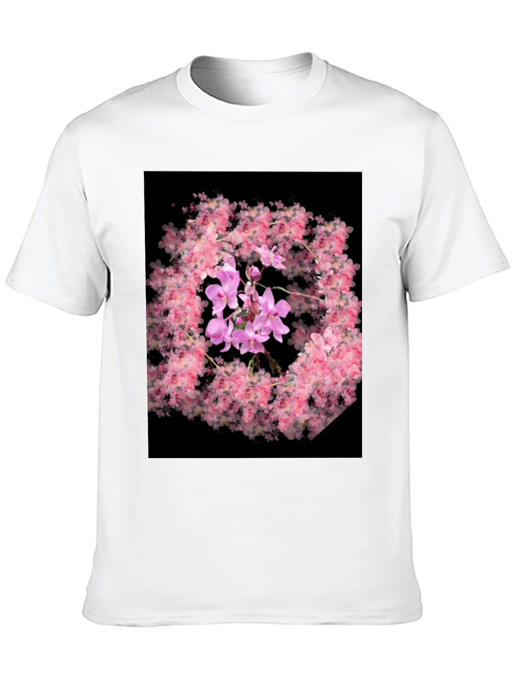 Floral Orchid Black T-Shirt