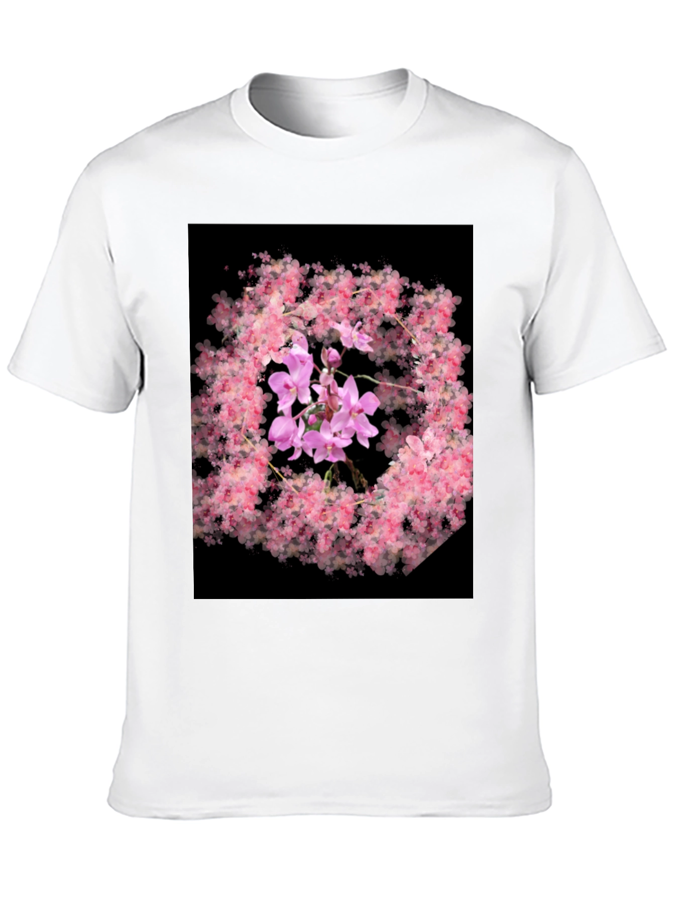 Floral Orchid Black T-Shirt