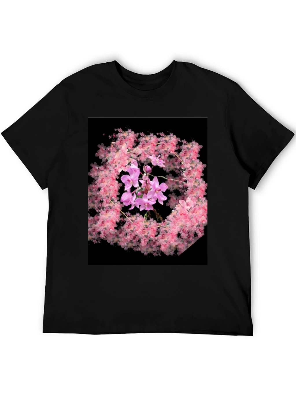 Floral Orchid Black T-Shirt