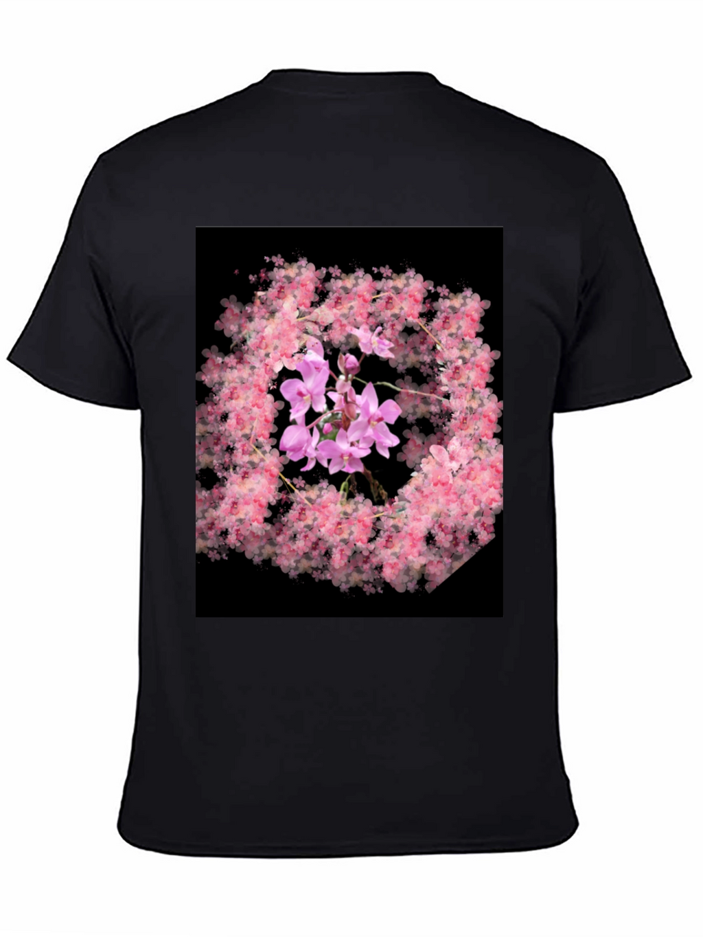 Floral Orchid Black T-Shirt
