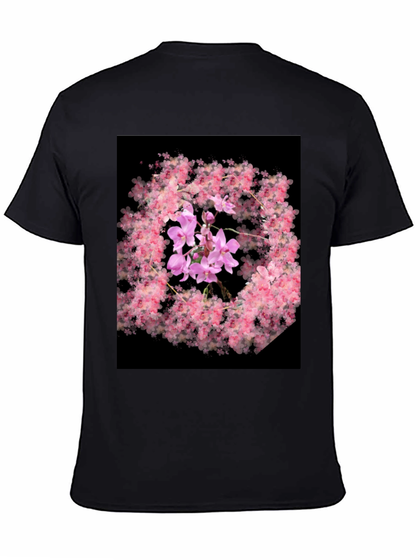 Floral Orchid Black T-Shirt