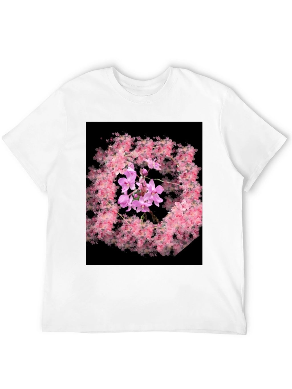 Floral Orchid Black T-Shirt