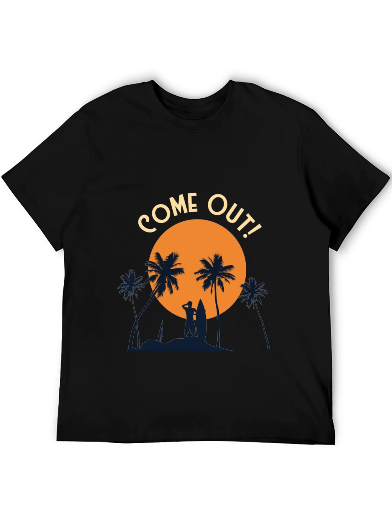 Come Out! Black Graphic Tee - Beach Vibes