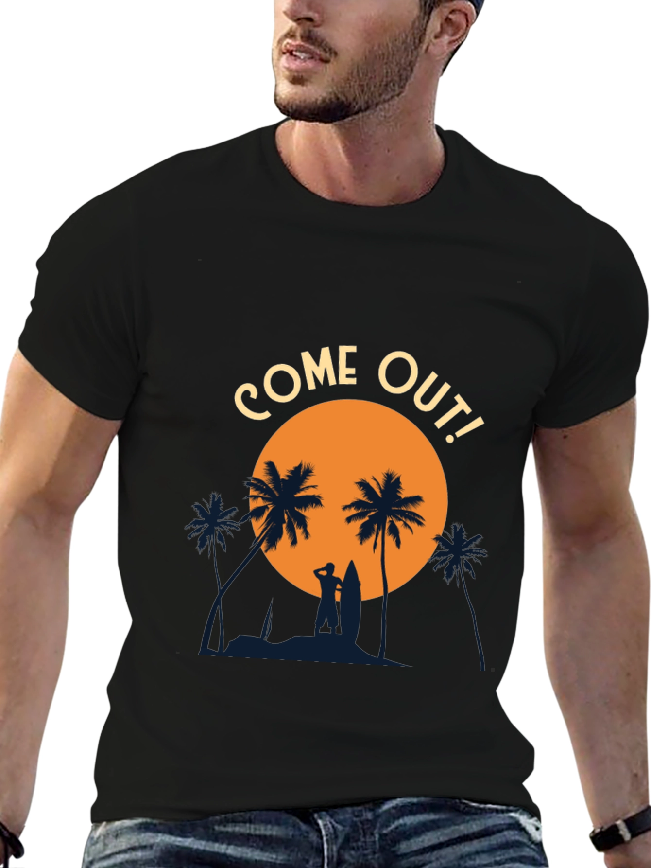 Come Out! Black Graphic Tee - Beach Vibes