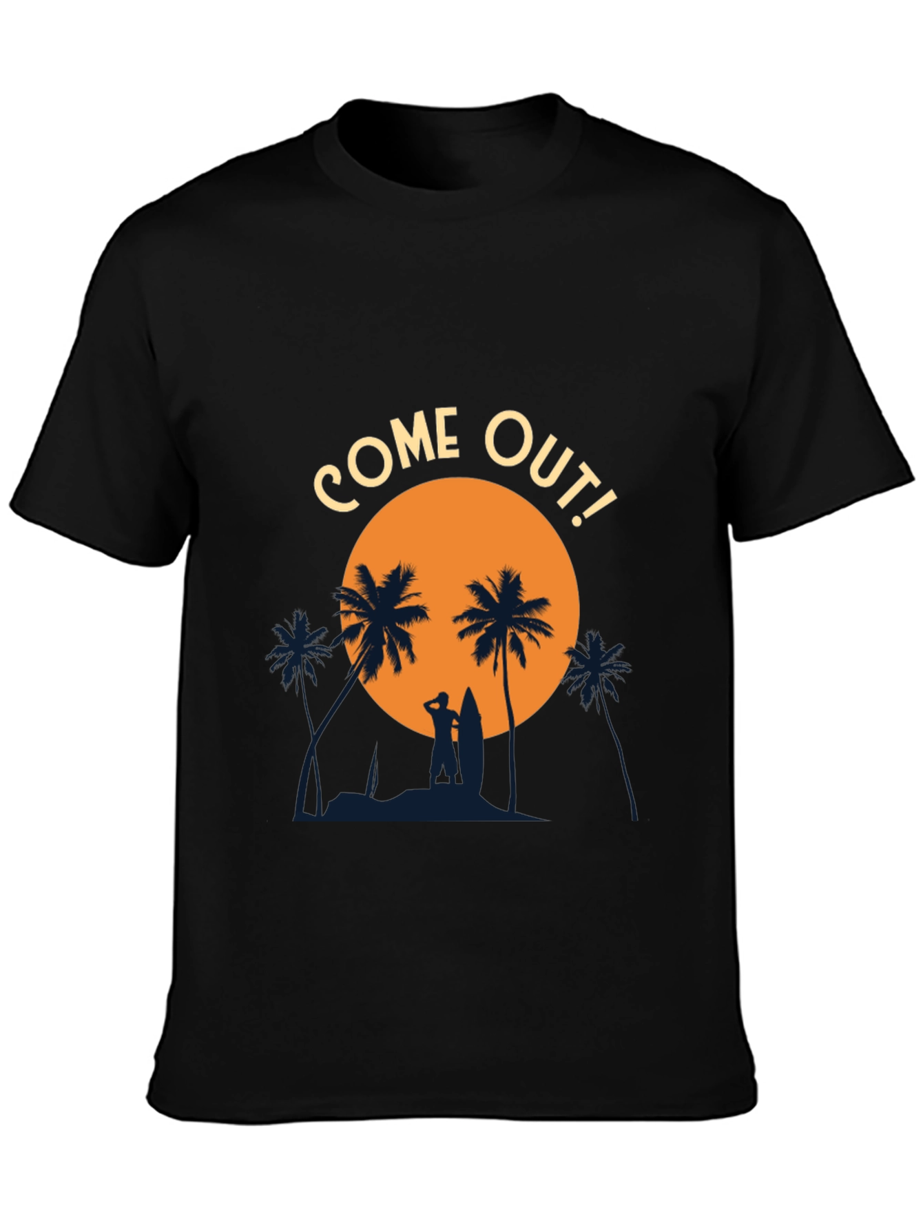 Come Out! Black Graphic Tee - Beach Vibes